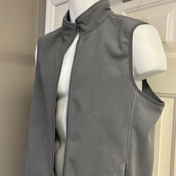 Land’s End Outfitters Unisex Gray Zip-Up Fleece Vest with Pockets- Medium - Picture 11 of 16